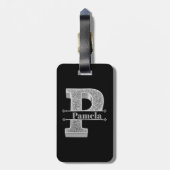 Personalisiert P Erste Silver Monogramm Ihr Name Gepäckanhänger (Rückseite vertikal)