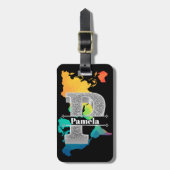 Personalisiert P Erste Silver Monogramm Ihr Name Gepäckanhänger (Vorderseite vertikal)