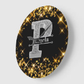 Personalisiert P Erste Silver Monogramm Ihr Name Große Wanduhr (Winkel)