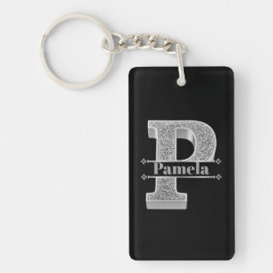 Personalisiert P Erste Silver Monogramm Ihr Name Schlüsselanhänger