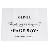 Personalisiert Page Boy Black and White Vielen Dan Große Geschenktüte (Vorderseite)