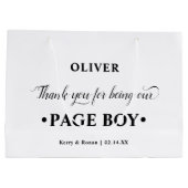 Personalisiert Page Boy Black and White Vielen Dan Große Geschenktüte (Rückseite)