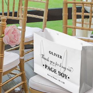 Personalisiert Page Boy Black and White Vielen Dan Große Geschenktüte