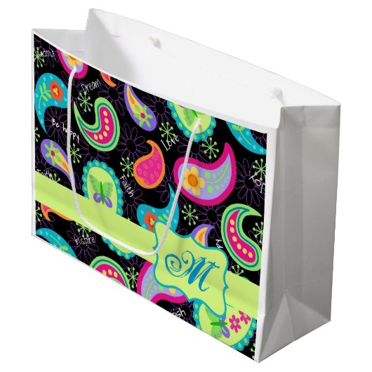Personalisiert Paisley Große Geschenktüte (Vorderseite Schrägansicht)