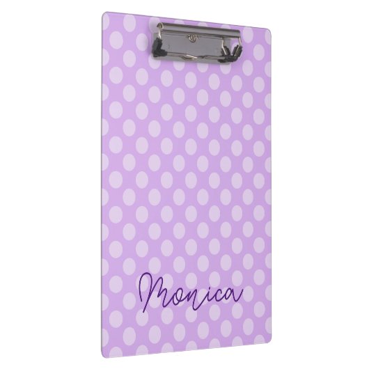 Personalisiert Pale Lavender Polka Dot Klemmbrett (Rechts)