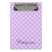 Personalisiert Pale Lavender Polka Dot Mini Klemmbrett (Vorderseite)
