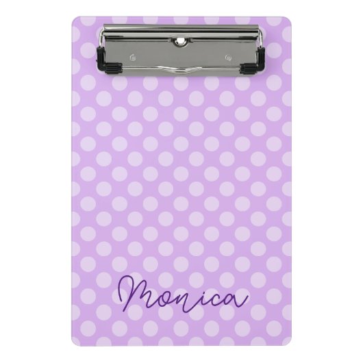 Personalisiert Pale Lavender Polka Dot Mini Klemmbrett (Vorderseite)