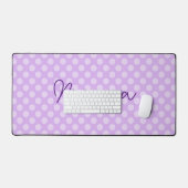 Personalisiert Pale Lavender Polka Dot Schreibtischunterlage (Tastatur & Maus)