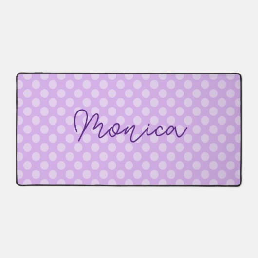 Personalisiert Pale Lavender Polka Dot Schreibtischunterlage (Vorderseite)