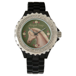 Personalisiert Palomino Pferd Kristall Watch Armbanduhr