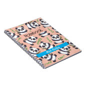 Personalisiert Panda Bamboo Leaf Rosa Hintergrund Notizblock (Rechte Seite)