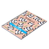 Personalisiert Panda Bamboo Leaf Rosa Hintergrund Notizblock (Linke Seite)