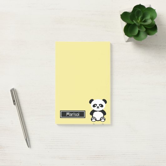 Personalisiert Panda Bear Animal Kids Kawaii Yello Post-it Klebezettel (Büro)