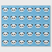 Personalisiert Panda Bear Kawaii Birthday Boys Blu Geschenkpapier (Flach)