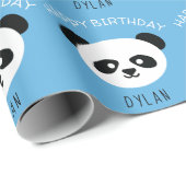 Personalisiert Panda Bear Kawaii Birthday Boys Blu Geschenkpapier (Rolleneckpunkt)