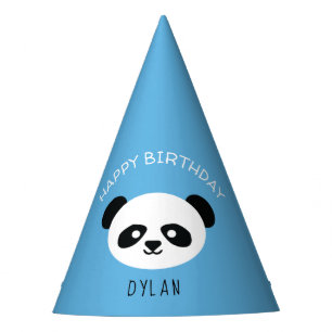 Personalisiert Panda Bear Kawaii Birthday Boys Blu Partyhütchen