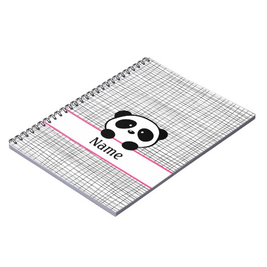 Personalisiert Panda Bear Pink Black Notebook Notizblock (Linke Seite)