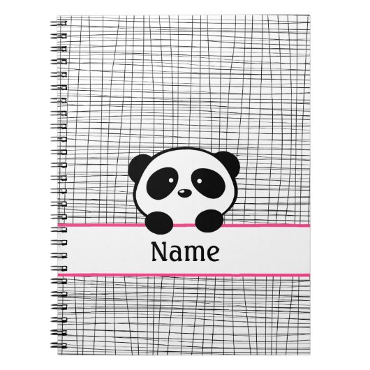 Personalisiert Panda Bear Pink Black Notebook Notizblock (Vorderseite)