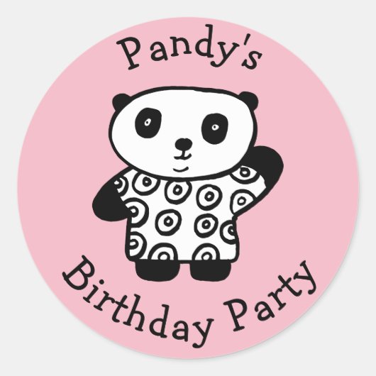 Personalisiert Pandy Panda Birthday Party Runder Aufkleber (Vorderseite)
