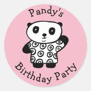 Personalisiert Pandy Panda Birthday Party Runder Aufkleber