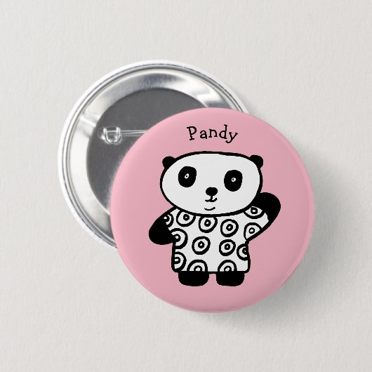Personalisiert Pandy the Panda Button (Vorne & Hinten)