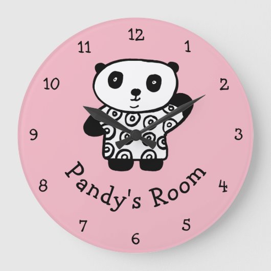 Personalisiert Pandy the Panda Große Wanduhr (Vorderseite)