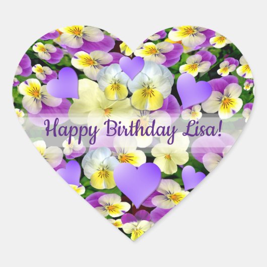 Personalisiert Pansy Perfect Herz-Aufkleber (Vorderseite)