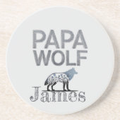 Personalisiert Papa Wolf Nature Silhouette Getränkeuntersetzer (Vorne)