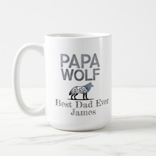 Personalisiert Papa Wolf Nature Silhouette Kaffeetasse (Links)
