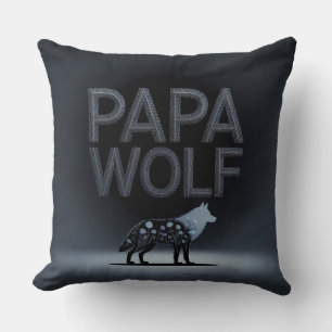 Personalisiert Papa Wolf Nature Silhouette Kissen