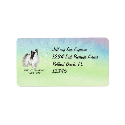 Personalisiert Papillon Dog Art Address Adressaufkleber (Vorne)