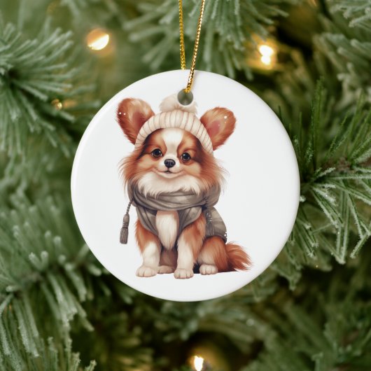 Personalisiert Papillon Dog Keramik Ornament (Baum)