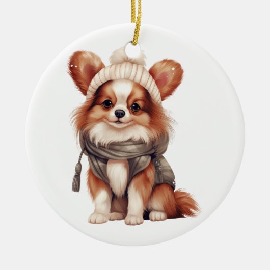 Personalisiert Papillon Dog Keramik Ornament (Vorne)