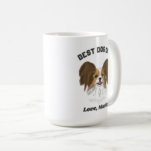 Personalisiert Papillon Puppy Dog Vater Individuel Kaffeetasse (VorderseiteRechts)
