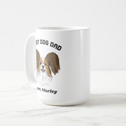 Personalisiert Papillon Puppy Dog Vater Individuel Kaffeetasse (Vorderseite Links)