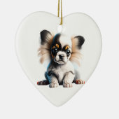Personalisiert Papillon Puppy Keramik Ornament (Rechts)