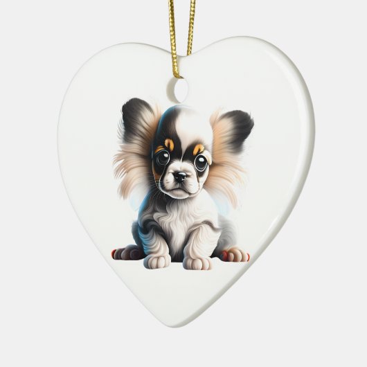 Personalisiert Papillon Puppy Keramik Ornament (Links)