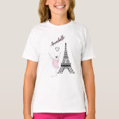 Personalisiert Paris Ballerina Eiffel Tower Ballet T-Shirt (Vorderseite)