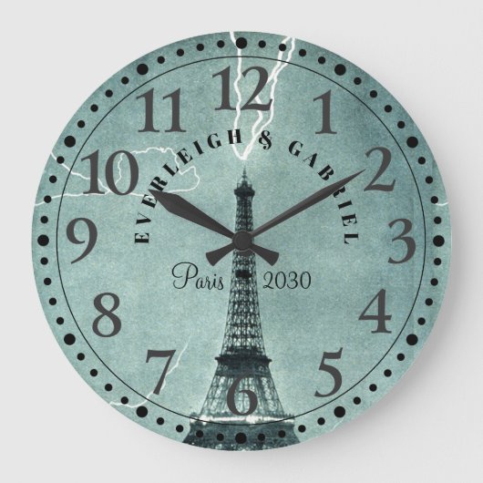 Personalisiert Paris Eiffel Tower Große Uhr (Vorderseite)