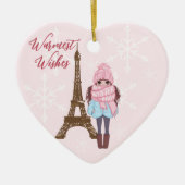 Personalisiert Paris Eiffelturm Rosa Weihnachten Keramik Ornament (Vorne)