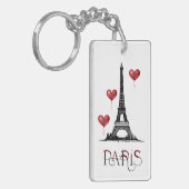 Personalisiert Paris, Eiffelturm und Rote Balloons Schlüsselanhänger (Vorderseite links)