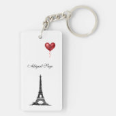Personalisiert Paris, Eiffelturm und Rote Balloons Schlüsselanhänger (Rückseite)