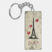 Personalisiert Paris, Eiffelturm und Rote Balloons Schlüsselanhänger (Vorderseite links)