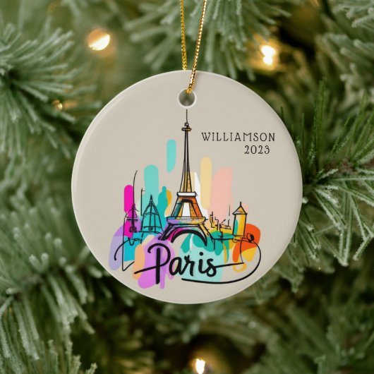 Personalisiert Paris Frankreich Weihnachtsfeiertag Keramik Ornament (Baum)