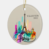 Personalisiert Paris Frankreich Weihnachtsfeiertag Keramik Ornament (Links)