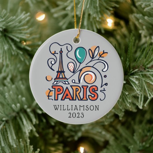 Personalisiert Paris Frankreich Weihnachtsfeiertag Keramik Ornament (Baum)