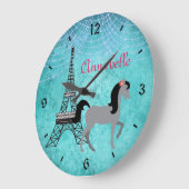 Personalisiert Paris Pony Oh La Gray Horse Große Wanduhr (Winkel)