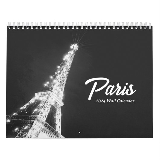 Personalisiert Paris Reisen Minimalistisch Schwarz Kalender (Titelbild)