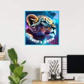 Personalisiert Pastel Baby Lion Wall Art Poster (Heimbüro)