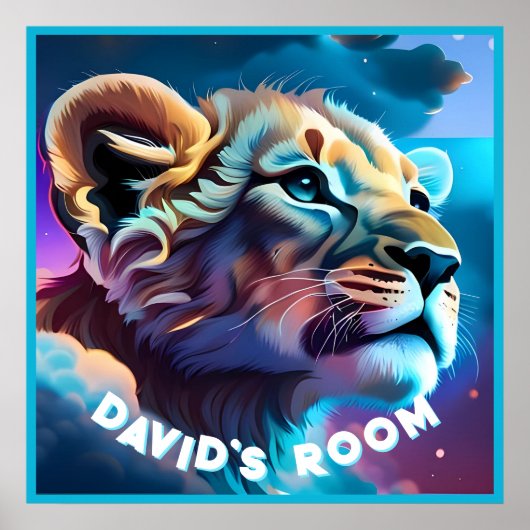 Personalisiert Pastel Baby Lion Wall Art Poster (Vorne)